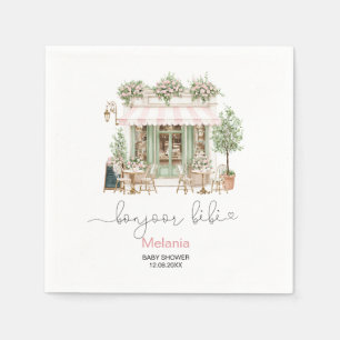 Watercolor bonjoor bebe baby shower Paper Plat Napkin
