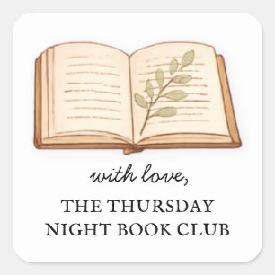 Watercolor Book Club Name Personalized Square Sticker
