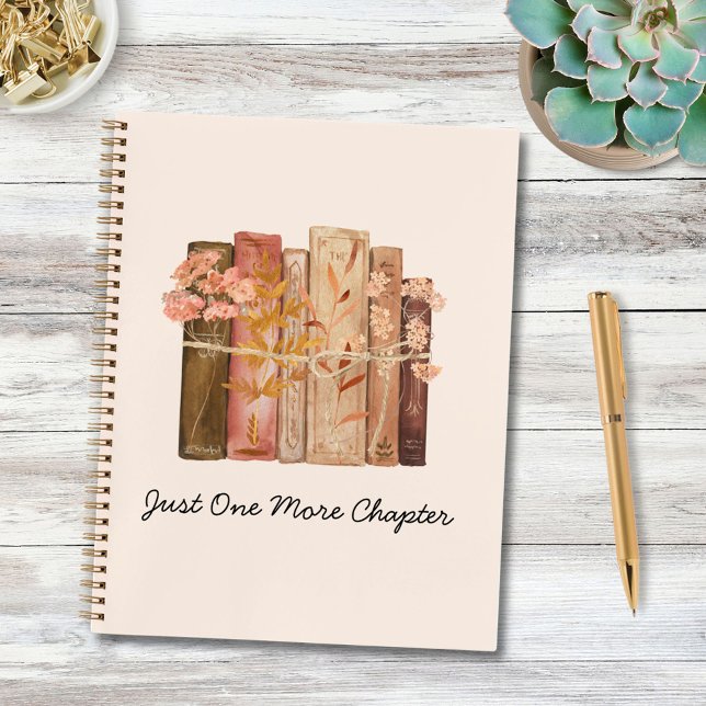 Watercolor Book Flower Brown Pink Reading Quote (In situ)