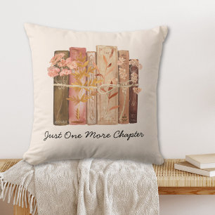 Watercolor Book Flower Brown Pink Reading Quote Cushion