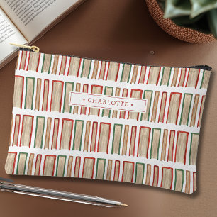 Watercolor Book Lover Bookish Pattern Personalised Accessory Pouch
