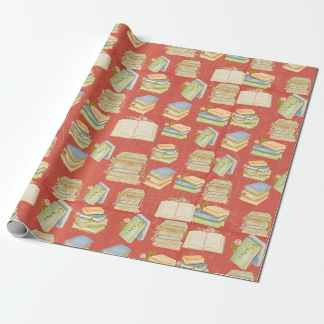 Watercolor book pattern wrapping paper (Unrolled)
