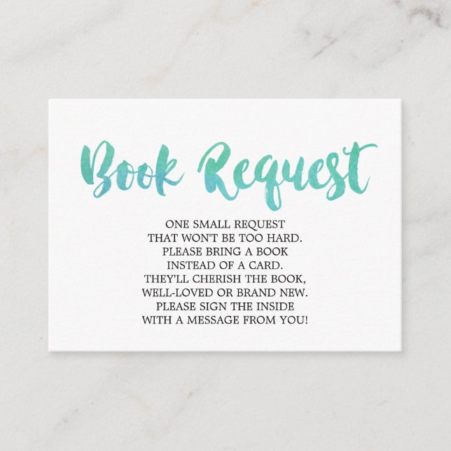 Watercolor Book Request Invitation Insert (Front)