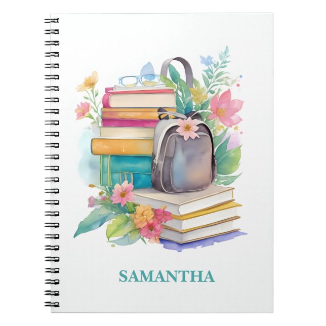 Watercolor Books Backpack Flowers Teen Journal (Front)