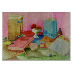 Watercolor Books Cutting Board