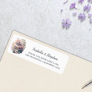 Watercolor Books Floral Book Love Librarian Return Address Label
