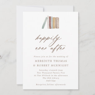 Watercolor Books Happily Ever After Wedding Invitation
