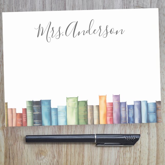 Watercolor Books Librarian Teacher Post-it Notes (Creator Uploaded)