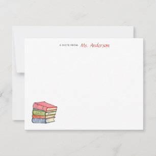 Watercolor Books Personalised Teachers flat  Card