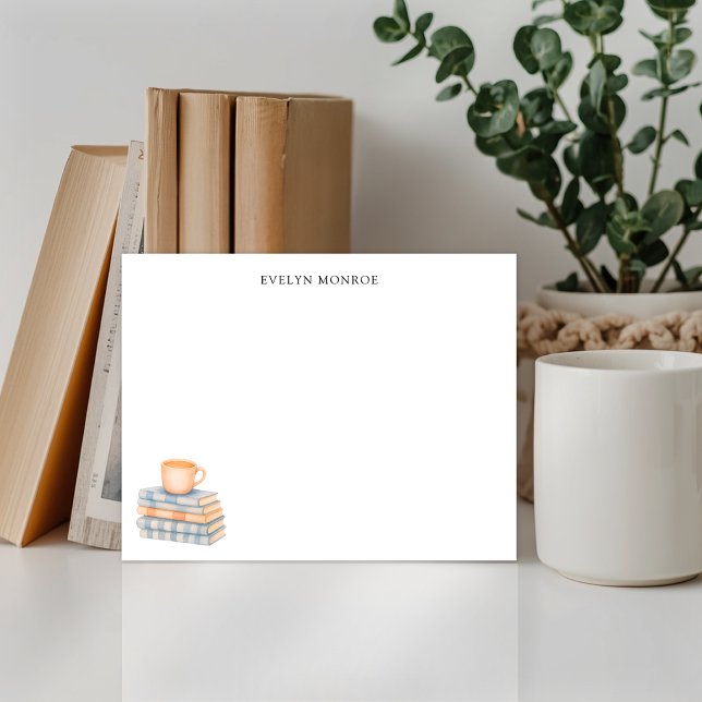Watercolor Bookstack and Coffee Mug Personalised Card (Creator Uploaded)
