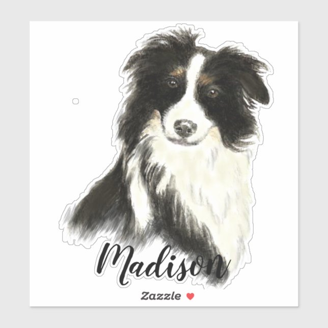 Watercolor Border Collie Dog Pet Animal Nature Art (Sheet)