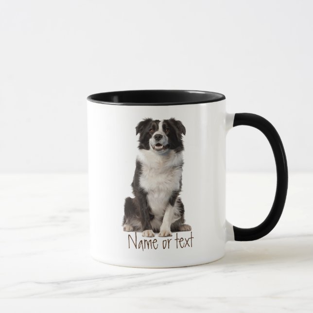 Watercolor Border Collie Pet Dog Custom Mug (Right)