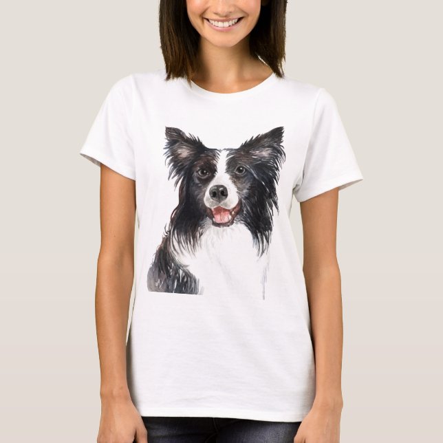 Watercolor Border Collie T-Shirt (Front)
