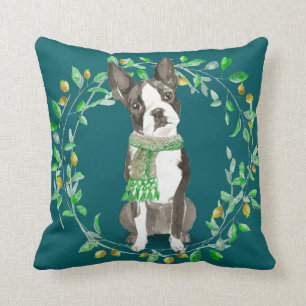 Watercolor Boston Terrier Bestie Cushion