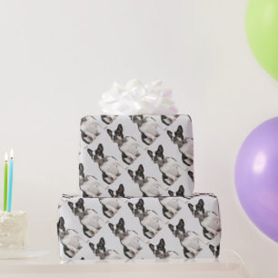 Watercolor Boston Terrier Dog Pet Animal Wrapping Paper