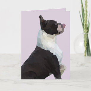 Watercolor Boston Terrier Greeting Card