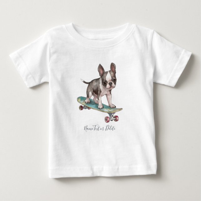 Watercolor Boston Terrier T-Shirt (Front)