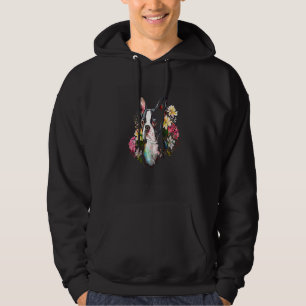 Watercolor Boston Terrier with flowers  Bostie  27 Hoodie