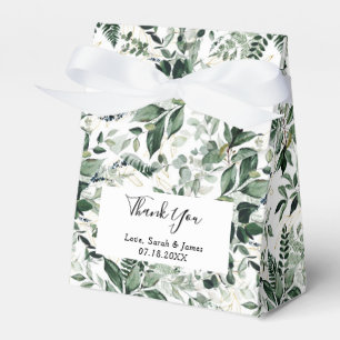 Watercolor Botanic Greenery Leaves Wedding  Favour Box
