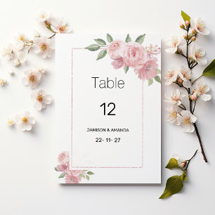 Watercolor botanic pastel pink flora Table Numbers