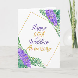 Watercolor Botanical 50th Wedding Anniversary Card