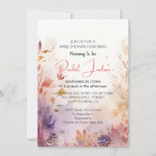 Watercolor Botanical Baby Shower Oil Painting Invitation