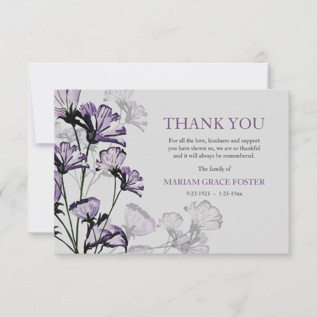 Watercolor Botanical Bereavement Thank You Card (Front)