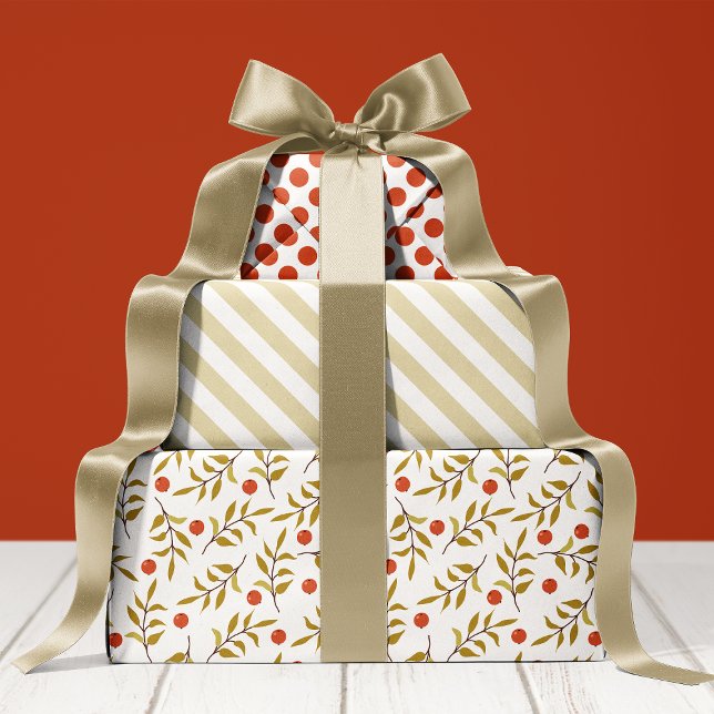 Watercolor Botanical Berries Holiday Wrapping Paper Sheet (Creator Uploaded)