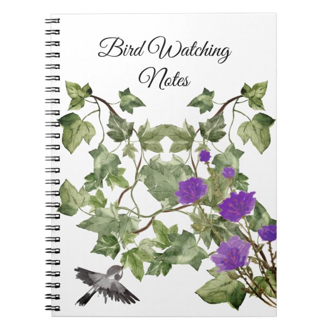 Watercolor Botanical Birds Notebook (Front)