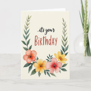 Watercolor Botanical Birthday Card