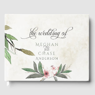 Watercolor Botanical Blossoms Wedding Guest Book