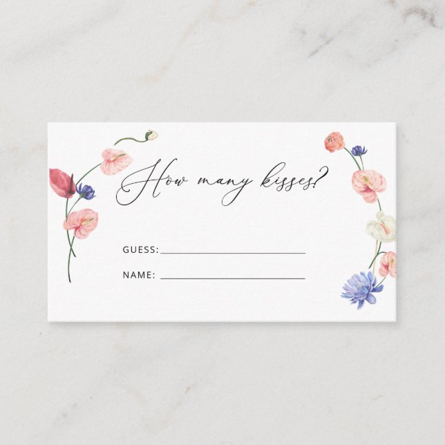 Watercolor Botanical Bridal Shower Game Enclosure  Card (Front)