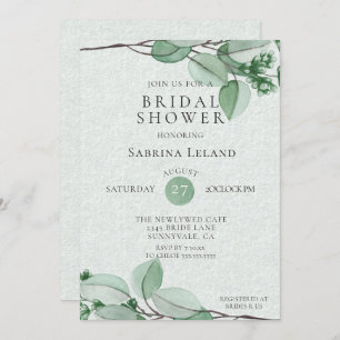 Watercolor Botanical Bridal Shower Green Invitation