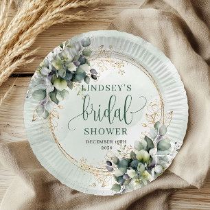 Watercolor Botanical Bridal Shower Paper Plates