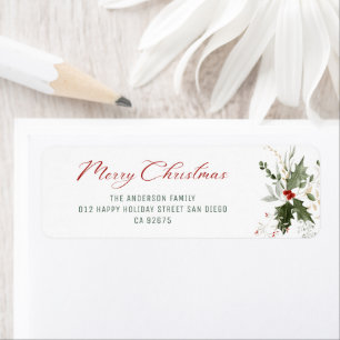 Watercolor Botanical Christmas Return Address Label