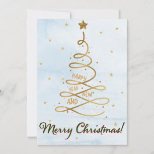 Watercolor botanical elegant corporate Christmas Holiday Card