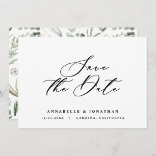 Watercolor botanical elegant script non photo save save the date