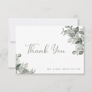 Watercolor Botanical Eucalyptus Wedding Thank You Card
