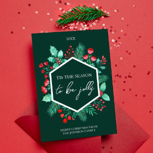 Watercolor Botanical Family Christmas Holiday Card