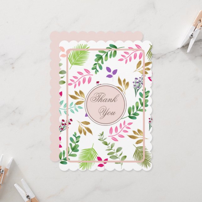 Watercolor Botanical Flat Card (Front/Back In Situ)