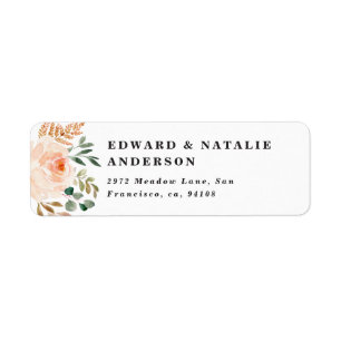 watercolor botanical floral and foliage return address label