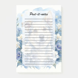 Watercolor Botanical Floral Dog Portrait Post-it Notes
