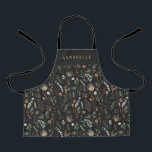 Watercolor botanical floral moody black modern apr apron<br><div class="desc">Watercolor botanical floral moody black modern personalised apron gift. Elegant classy on trend design.</div>