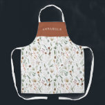 Watercolor botanical floral moody terracotta chic apron<br><div class="desc">Watercolor botanical floral moody black,  rust,  terracotta modern personalised apron gift. Elegant classy on trend design.</div>
