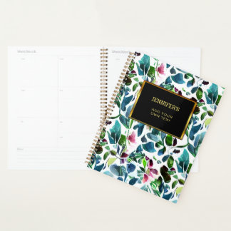 Watercolor botanical floral pattern personal planner