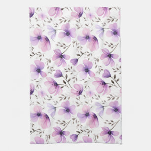 Watercolor Botanical Floral Pattern Tea Towel