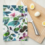 Watercolor botanical flowers elegant monogrammed tea towel<br><div class="desc">Watercolor botanical flowers elegant monogrammed kitchen towel.
You can add your own monogram to personalise.</div>