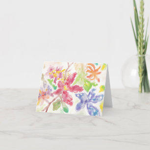 Watercolor Botanical Flowers Garden Bloom Blank Thank You Card