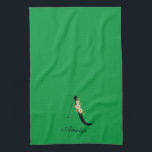 Watercolor botanical green initial monogram tea towel<br><div class="desc">Add a personal touch to your kitchen with this lovely green towel! Made from super-absorbent fabric, it's perfect for all your kitchen needs. What makes it extra special? It's personalized with your initial and full name in a beautiful monogram, surrounded by sweet red and white watercolor flowers. It's not just...</div>