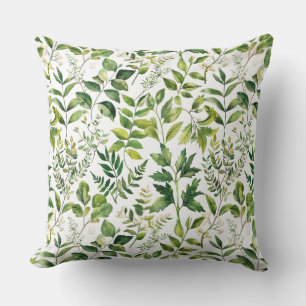 Watercolor Botanical Green leaves  Cushion